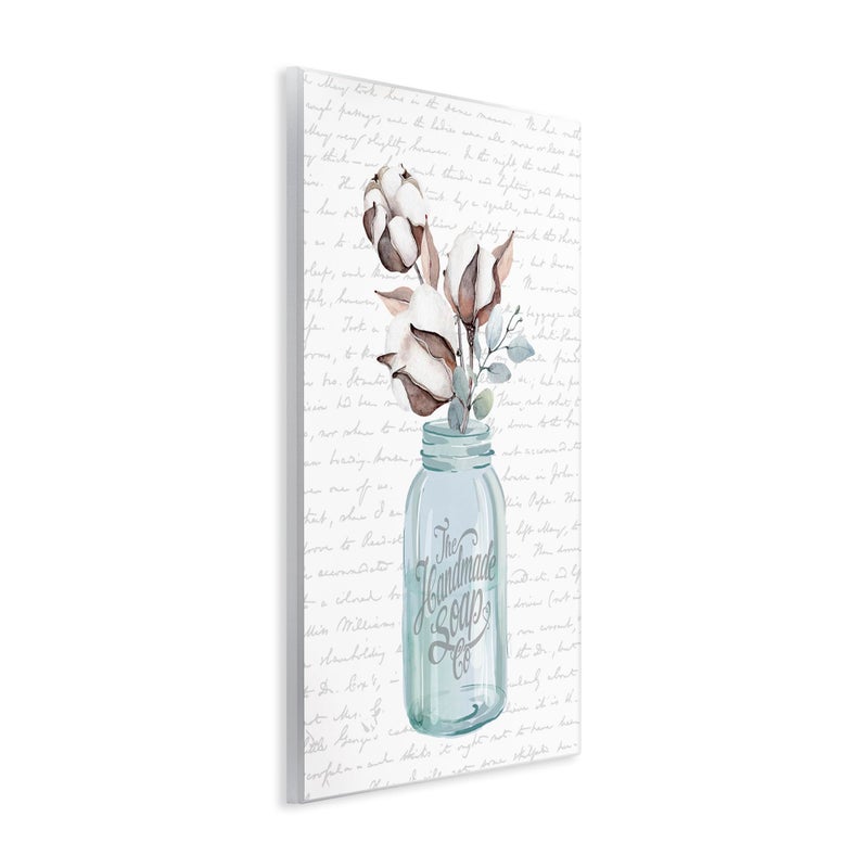 Stupell Industries Handmade Soap Jar Cotton Flower Bathroom Word Design Wall Plaque Art Design By Artist Lettered and Lined, 0.50" x 13.00" - Image 3